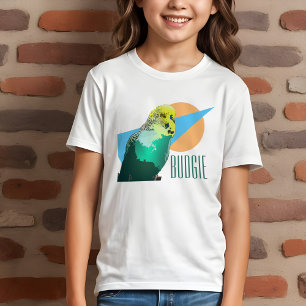 Kinder Budgie Love Retro Blue Geometrische Pet Bir Tri-Blend Shirt