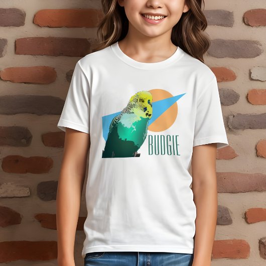 Kinder Budgie Love Retro Blue Geometrische Pet Bir Tri-Blend Shirt