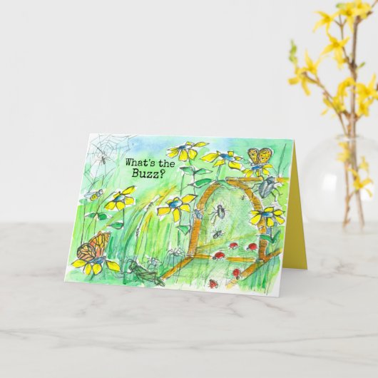 Kinder Bug Box Insecten Spiders Happy Birthday Kaart (Gele Bloem)