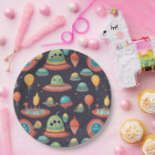 Kinder buitenaardse verjaardagsfeestje servetten papieren bordje (Feest)