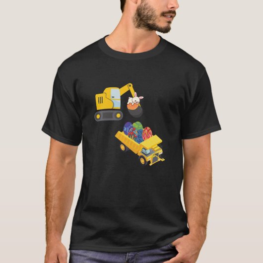 Kinder bunny Drive Excavator Load Eggs Cute Ea T-shirt (Voorkant)