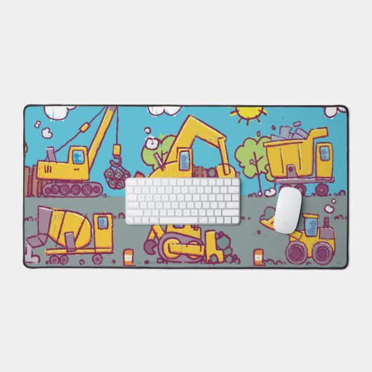 Kinder bureau mat met bouwthema (Keyboard & Muis)