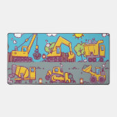 Kinder bureau mat met bouwthema (Voorkant)