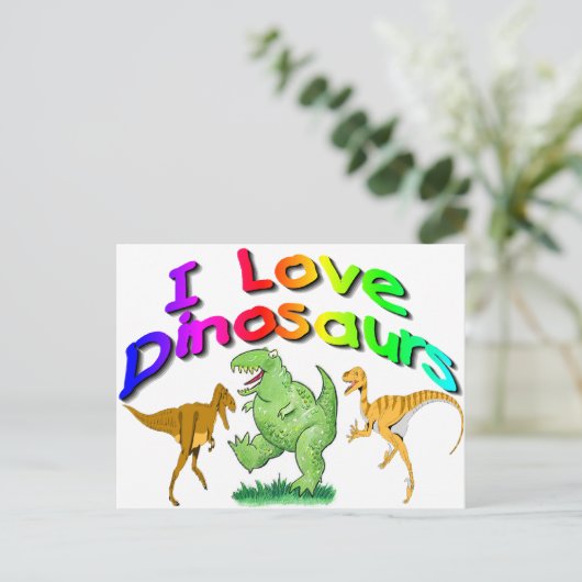 Kinder cadeaus "I Love Dinosaurs" Briefkaart (Staand voorkant)
