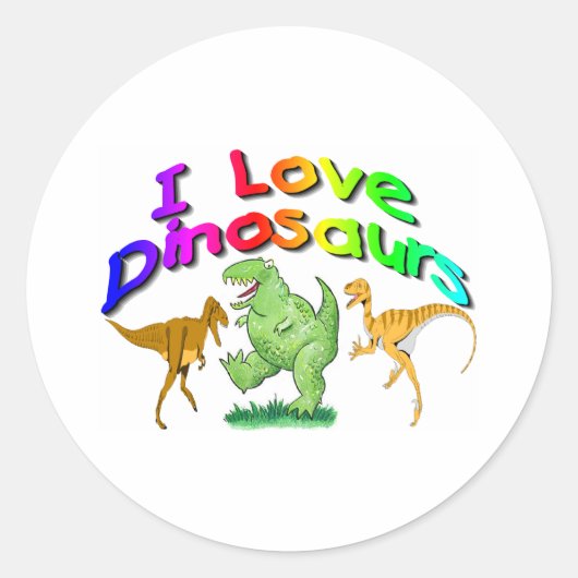 Kinder cadeaus "I Love Dinosaurs" Ronde Sticker (Voorkant)