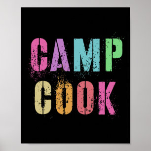 Kinder Camp Cook Chef Camping Cooking Team Vintage Poster