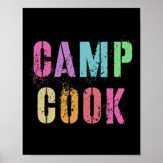 Kinder Camp Cook Chef Camping Cooking Team Vintage Poster