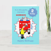 Kinder Cartoon Brandweerwagen Leuke verjaardag Kaart (Voorkant)