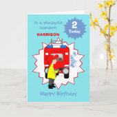 Kinder Cartoon Brandweerwagen Leuke verjaardag Kaart (Gele Bloem)