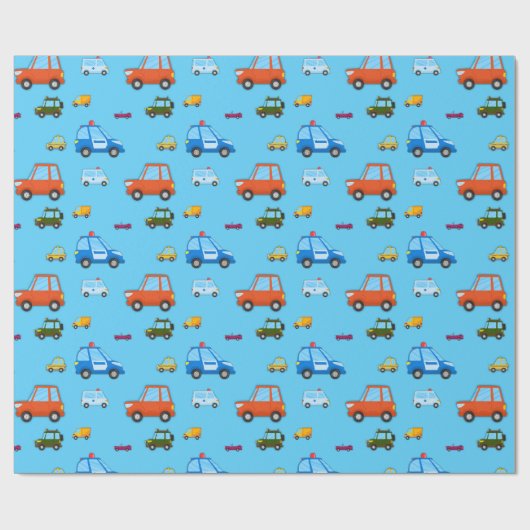 Kinder Cartoon Cars Verjaardag Wrap Cadeaupapier (Vlak)