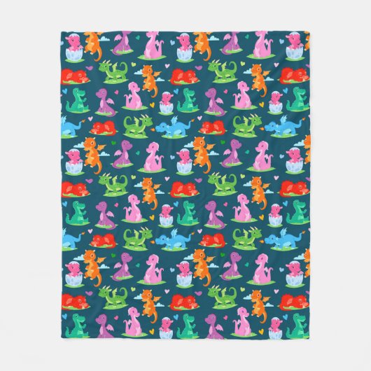 Kinder Cartoon Dragon Fleece Deken (Voorkant)