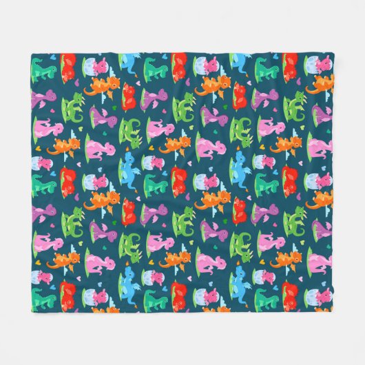 Kinder Cartoon Dragon Fleece Deken (Voorkant (Horizontaal))