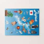 Kinder Cartoon Kaart van Japan Legpuzzel (Horizontaal)