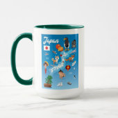 Kinder Cartoon Kaart van Japan Mok (Links)