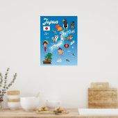 Kinder Cartoon Kaart van Japan Poster (Keuken)