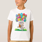 Kinder Cartoon Paashaas op de Run T-shirt (Voorkant)