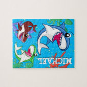 Kinder Cartoon van haaien Onderwater Blauwe Zee Legpuzzel (Horizontaal)