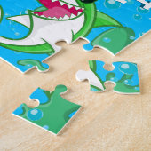 Kinder Cartoon van haaien Onderwater Blauwe Zee Legpuzzel (Zijkant)