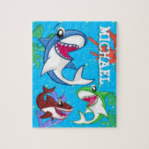 Kinder Cartoon van haaien Onderwater Blauwe Zee