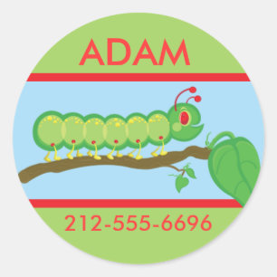 Kinder Caterpillar ID Badge Ronde Sticker
