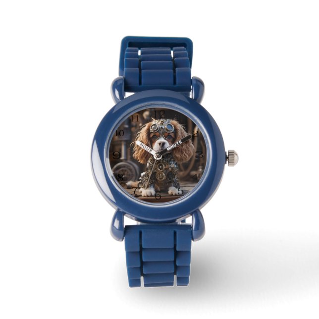 Kinder Cavalier Spaniel Puppy Steampunked, Horloge (Voorkant)