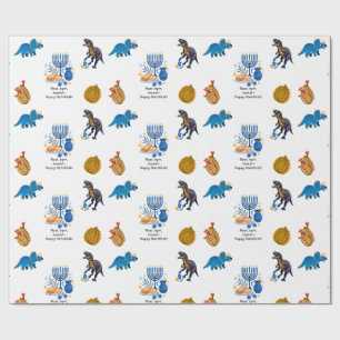 Kinder Chanoeka inpakpapier – Dinosaurus dreidel