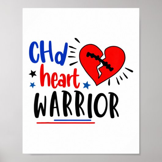 Kinder CHD Heart Warrior Congenitale hartziekte AW Poster (Voorkant)