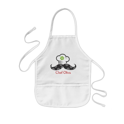 Kinder Chef Mustache Apron  | Meisje Kinder Schort (Voorkant)