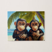 Kinder Chimpansees Jigzaag Puzzle - Tropisch Legpuzzel (Horizontaal)