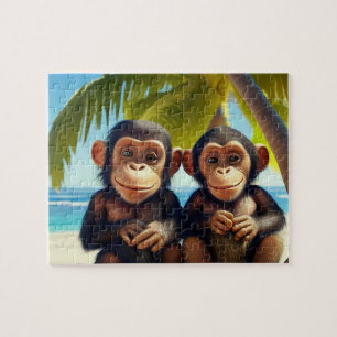 Kinder Chimpansees Jigzaag Puzzle - Tropisch Legpuzzel