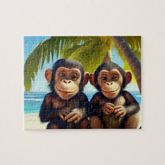 Kinder Chimpansees Jigzaag Puzzle - Tropisch Legpuzzel (Horizontaal)