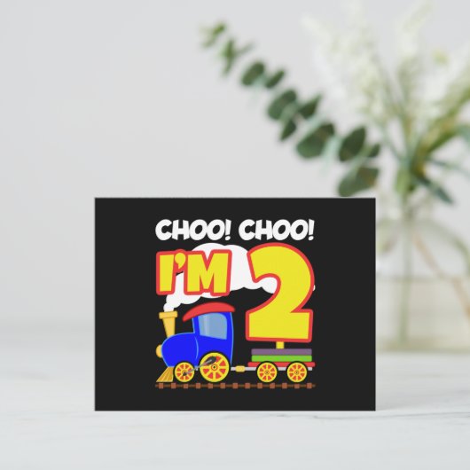 Kinder Choo Choo Train 2de verjaardag Choo Choo Ik Briefkaart (Staand voorkant)