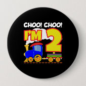 Kinder Choo Choo Train 2de verjaardag Choo Choo Ik Ronde Button 4,0 Cm (Voorkant)