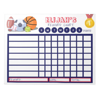 Kinder Chore Chart, gepersonaliseerde sportkaart Notitieblok