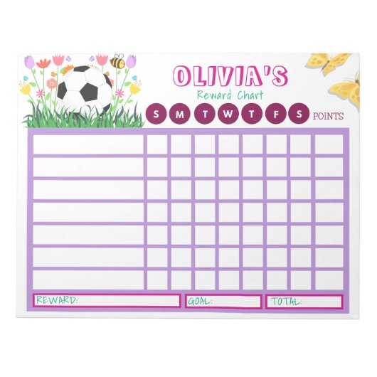 Kinder Chore Chart, gepersonaliseerde voetbalbelon Notitieblok (Voorkant)