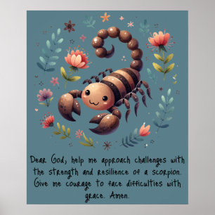 Kinder Christelijke Gebed Woodland Scorpion op Bla Poster