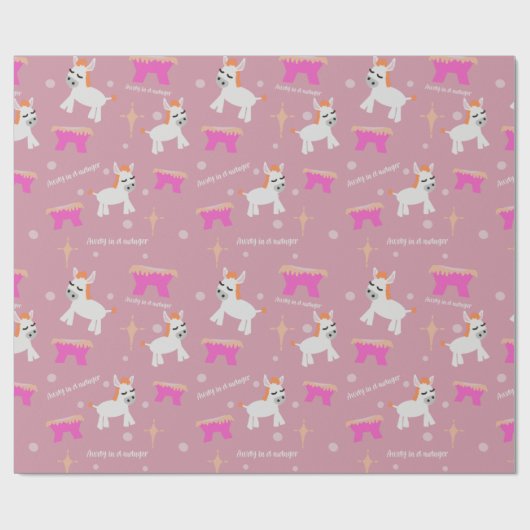 Kinder Christelijke kerstvakantie: roze Cadeaupapier (Vlak)