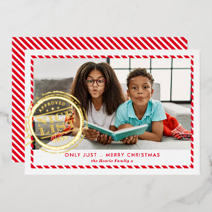 KINDER CHRISTMAS FOTO pret Nice Lijst met rood gou Folie Feestdagenkaart