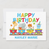 Kinder Circus Animal Train Cute Custom Birthday Kaart (Voorkant)