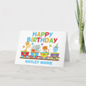 Kinder Circus Animal Train Cute Custom Birthday Kaart (Voorkant)