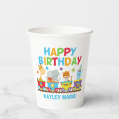Kinder Circus Animal Train Cute Custom Birthday Papieren Bekers (Achterkant)