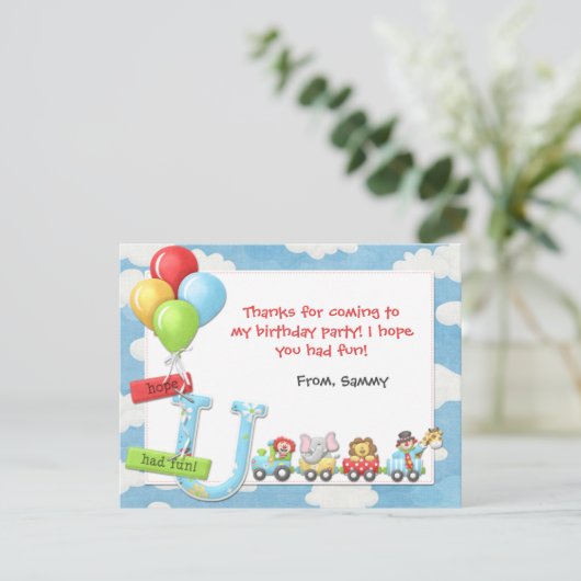 Kinder Circus Birthday Party Dank je wel Bedankkaart (Staand voorkant)