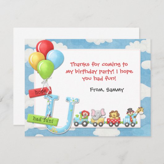 Kinder Circus Birthday Party Dank je wel Bedankkaart (Voorkant / Achterkant)