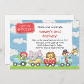 Kinder Circus Birthday Party Invitation Kaart (Voorkant / Achterkant)