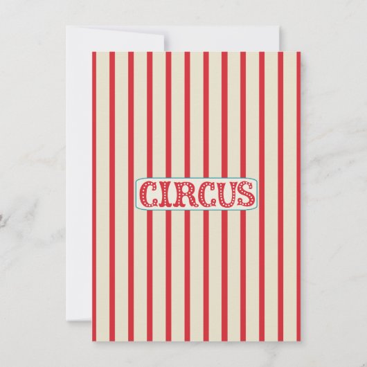 Kinder Circus Birthday Party Invitation Kaart (Achterkant)