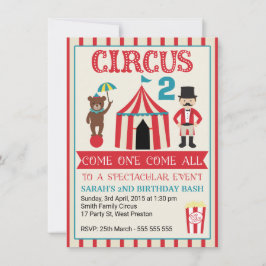 Kinder Circus Birthday Party Invitation Kaart