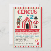 Kinder Circus Birthday Party Invitation Kaart (Voorkant)