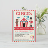 Kinder Circus Birthday Party Invitation Kaart (Staand voorkant)