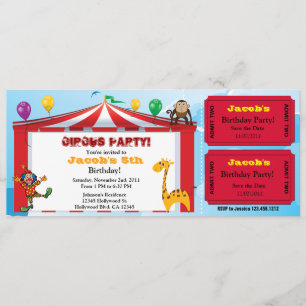 Kinder Circus Birthday Ticket nodigt uit Kaart