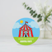 Kinder circus carnaval verjaardagsfeestuitnodiging kaart (Staand voorkant)